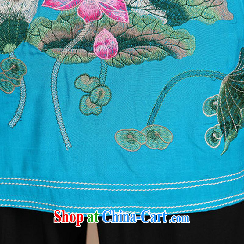 The JA summer 2015, on a new loose the code, for single-row for fresh Lotus short-sleeved wide sleeves and comfortable mom with Tang on T-shirt FGR - A 244 blue XXXL, JA, and shopping on the Internet
