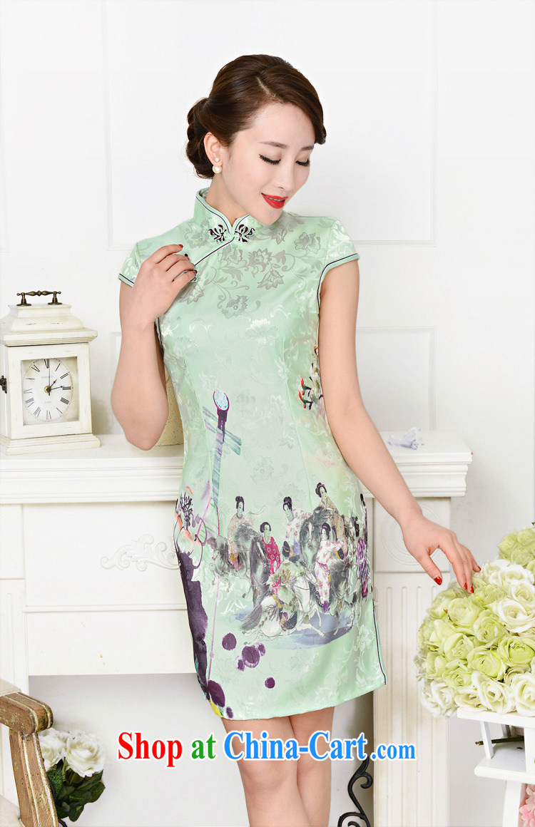 2015 DEPTHDES new summer wear women's clothing national retro beauty graphics thin elegance stamp paintings improved short cheongsam dress crane and small bird fancy XXL pictures, price, brand platters! Elections are good character, the national distribution, so why buy now enjoy more preferential! Health