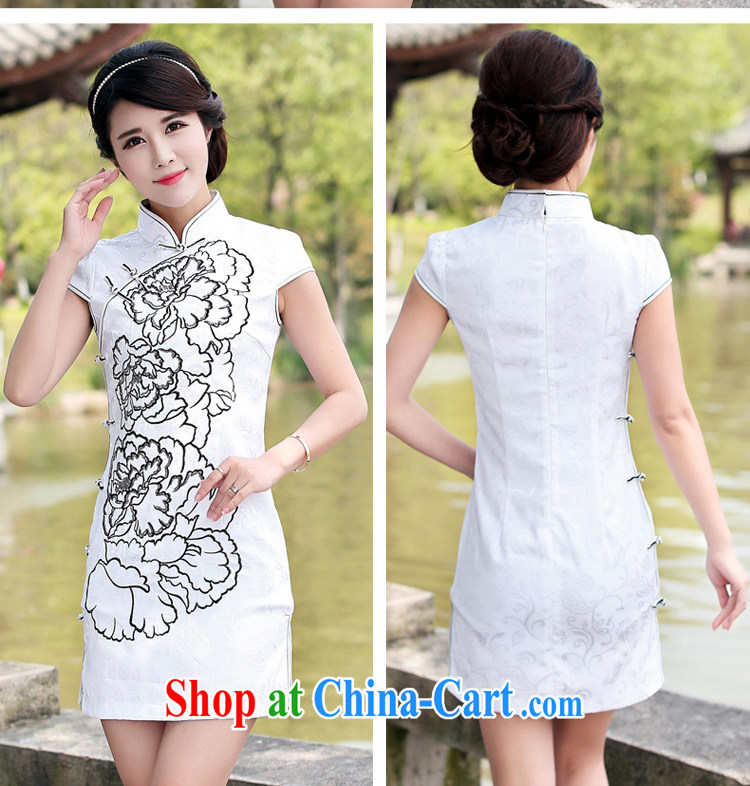 Jin Bai Lai new summer skirt outfit improved high-end 2015 style beauty dress large high fashion daily embroidered dresses 4 XL pictures, price, brand platters! Elections are good character, the national distribution, so why buy now enjoy more preferential! Health