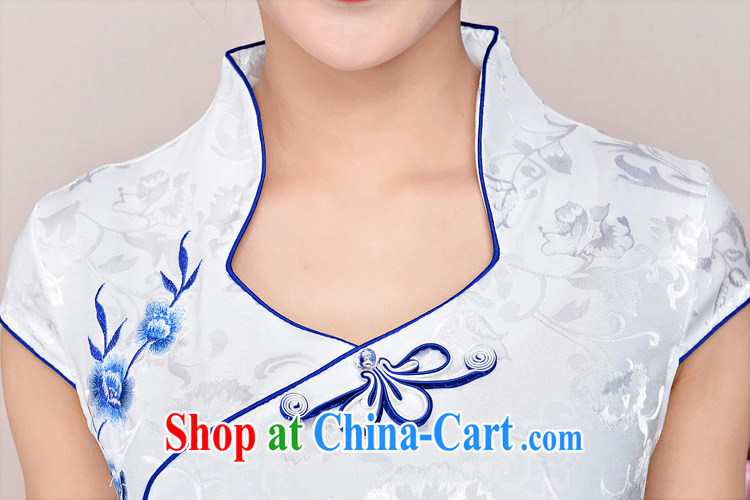 2015 DEPTHDES new summer women's clothing national retro elegance beauty stamp porcelain was improved short cheongsam dress white blue and white porcelain XXL pictures, price, brand platters! Elections are good character, the national distribution, so why buy now enjoy more preferential! Health