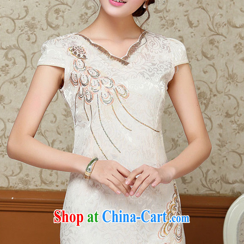 OVBE Korean version 2015 summer New Style beauty and elegant petal collar, Tang with elegant qipao dresses female light yellow XXL, OVBE, shopping on the Internet