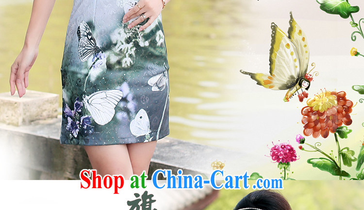 Jin Bai Lai 2015 new summer improved cheongsam dress Chinese Dress style stamp national high-end short-sleeved video thin dresses L pictures, price, brand platters! Elections are good character, the national distribution, so why buy now enjoy more preferential! Health