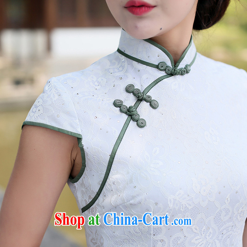 Jin Bai Lai 2015 new summer improved cheongsam dress Chinese Dress style stamp national high-end short-sleeved video thin dresses L idealistically Bai Lai (C . Z . BAILEE), online shopping