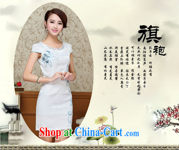OVBE Korean version 2015 summer New Style beauty Noble and elegant petal collar embroidered Chinese cheongsam dress girls light blue XXL pictures, price, brand platters! Elections are good character, the national distribution, so why buy now enjoy more preferential! Health