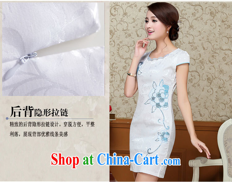 OVBE Korean version 2015 summer New Style beauty Noble and elegant petal collar embroidered Chinese cheongsam dress girls light blue XXL pictures, price, brand platters! Elections are good character, the national distribution, so why buy now enjoy more preferential! Health