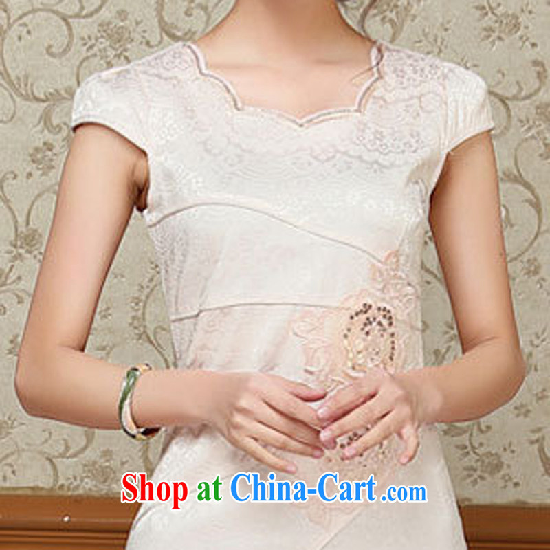 OVBE Korean version 2015 summer new style package and cultivating noble petal collar embroidered Chinese cheongsam dress Female M yellow XXL, OVBE, shopping on the Internet