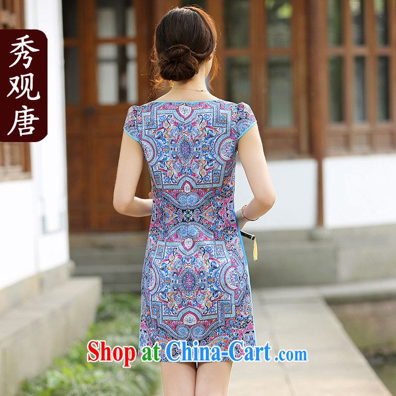 The CYD HO Kwun Tong' Hee-spring and summer with stylish and improved cheongsam dress Ethnic Wind retro women's clothing dresses QD 4415 photo color S, Sau looked Tang, shopping on the Internet