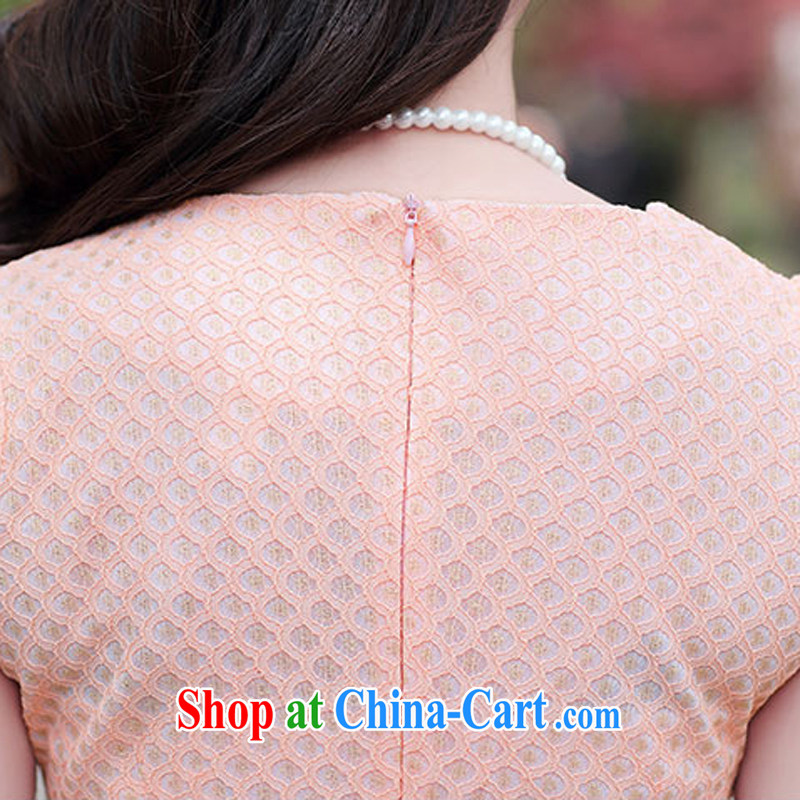 Air Shu Diane 2015 summer New Beauty video thin package and cheongsam dress short-sleeved dresses female apricot M. Shu Diane, shopping on the Internet