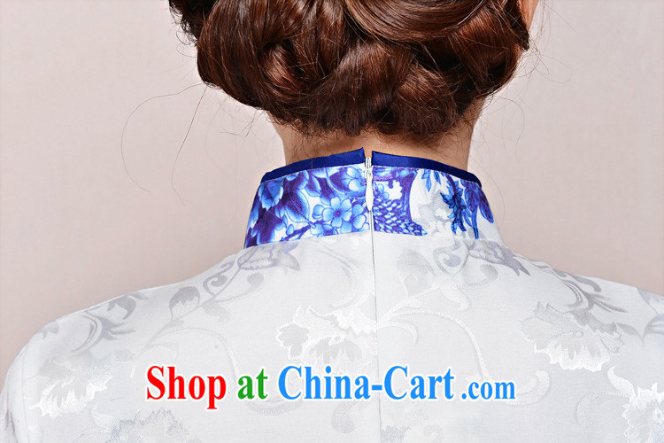 2015 DEPTHDES new summer women's clothing national retro elegance beauty Stamp Duty Crane picture improved short cheongsam dress, white Peony bamboo flower XXL pictures, price, brand platters! Elections are good character, the national distribution, so why buy now enjoy more preferential! Health