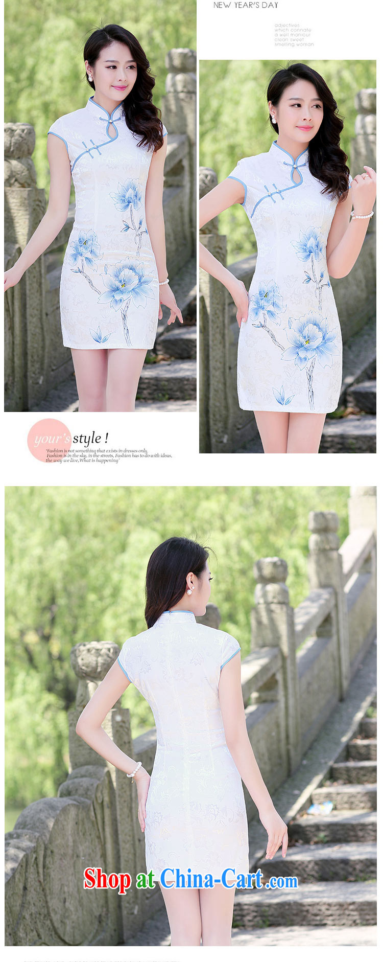 Arrogant season 2015 retro New Beauty video thin short-sleeve style improved, dresses cheongsam girls blue lotus S pictures, price, brand platters! Elections are good character, the national distribution, so why buy now enjoy more preferential! Health