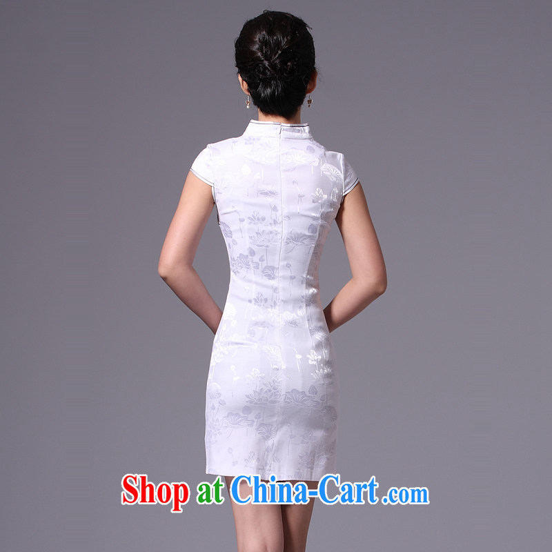 The CYD HO Kwun Tong' water in flower embroidery improved cheongsam dress summer 2015 fashion sexy women 32,198 G white XXL, Su-koon Tang, shopping on the Internet