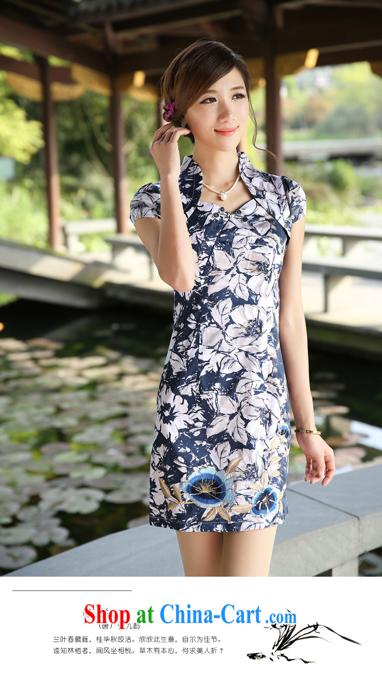 Blue flower stylish improved cheongsam/2015 summer new short, sexy retro women's clothing dresses G 13,312 picture color S pictures, price, brand platters! Elections are good character, the national distribution, so why buy now enjoy more preferential! Health