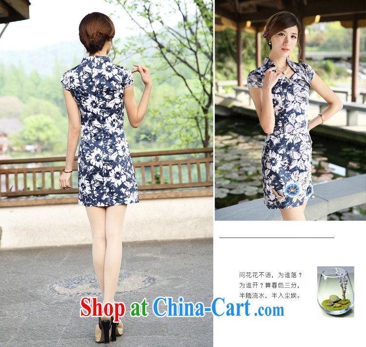 Blue flower stylish improved cheongsam/2015 summer new short, sexy retro women's clothing dresses G 13,312 picture color S pictures, price, brand platters! Elections are good character, the national distribution, so why buy now enjoy more preferential! Health
