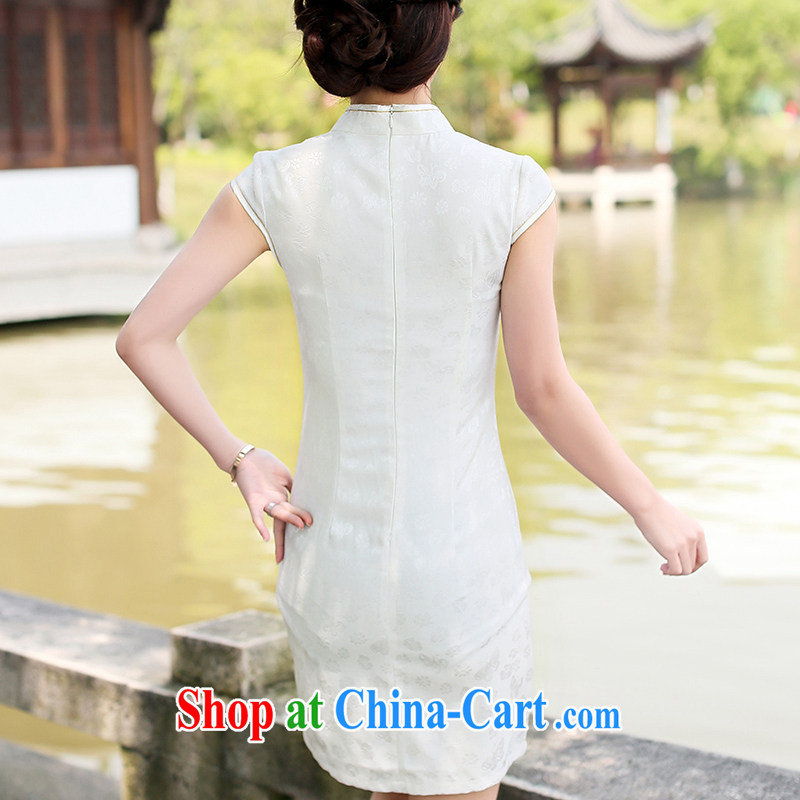 Jin Bai Lai 2015 new summer high-end dresses skirts improved retro style dress short-sleeve embroidery Chinese Dress 4 XL idealistically Bai Lai (C . Z . BAILEE), online shopping