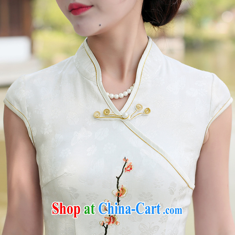 Jin Bai Lai 2015 new summer high-end dresses skirts improved retro style dress short-sleeve embroidery Chinese Dress 4 XL idealistically Bai Lai (C . Z . BAILEE), online shopping