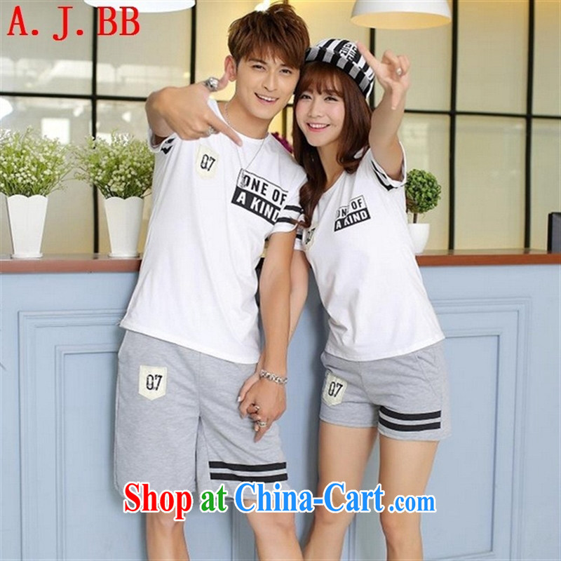 Black butterfly 2015 new couples with stamp duty short-sleeved T-shirt female Korean round-collar couples T pension package summer 6183 white male Kit 2 XL