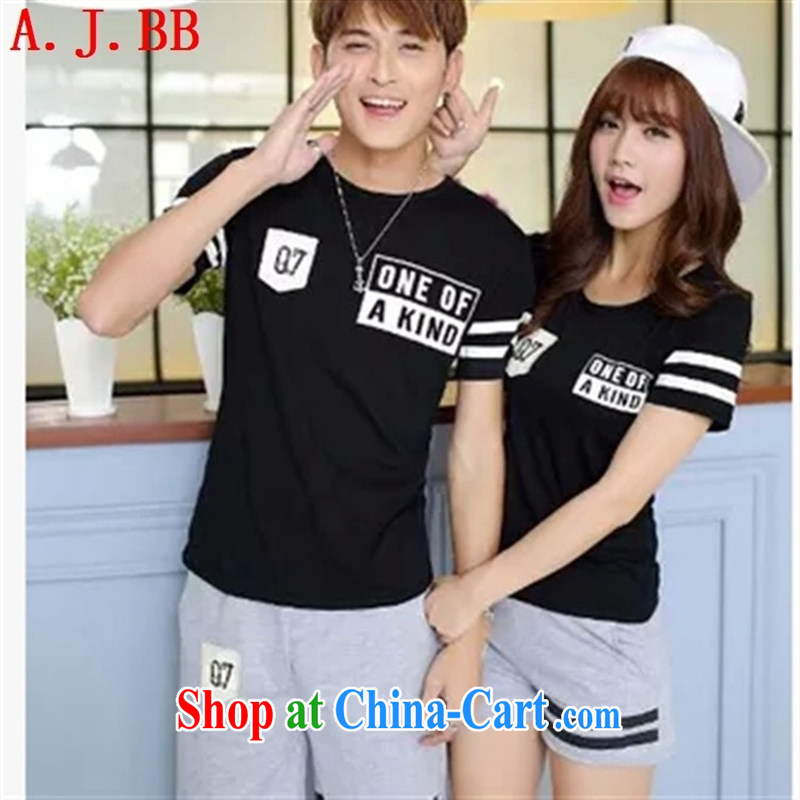 Black butterfly 2015 new couples with stamp duty short-sleeved T-shirt female Korean round-collar couples T pension package summer 6183 white men and Kit 2 XL, A . J . BB, shopping on the Internet