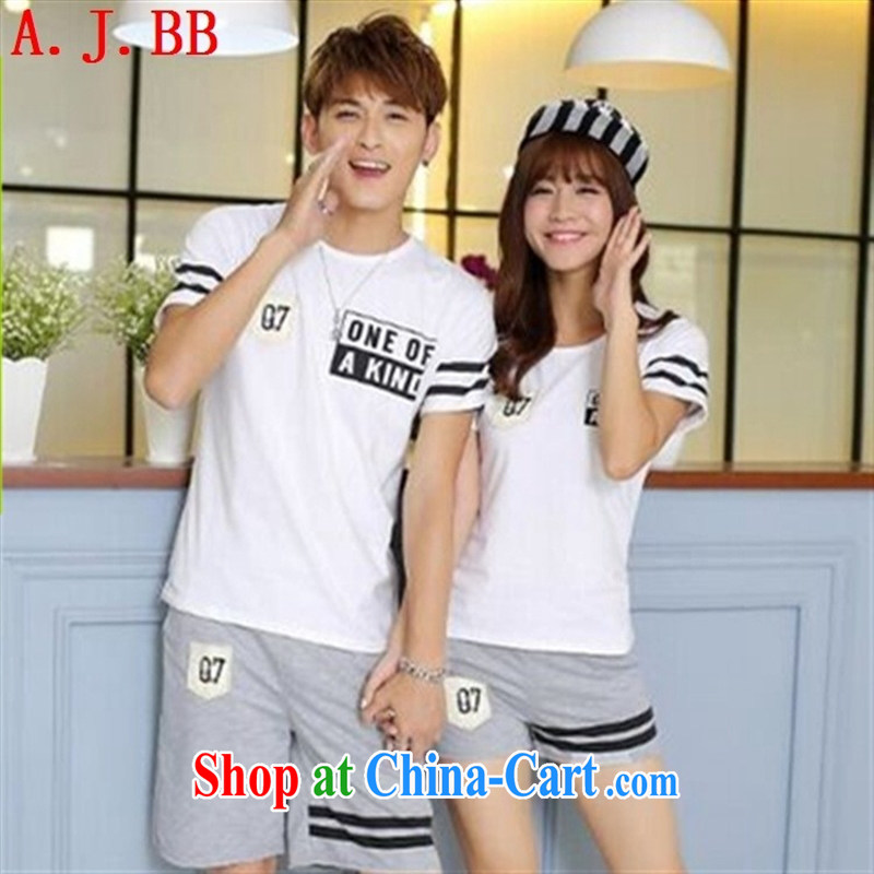 Black butterfly 2015 new couples with stamp duty short-sleeved T-shirt female Korean round-collar couples T pension package summer 6183 white men and Kit 2 XL, A . J . BB, shopping on the Internet