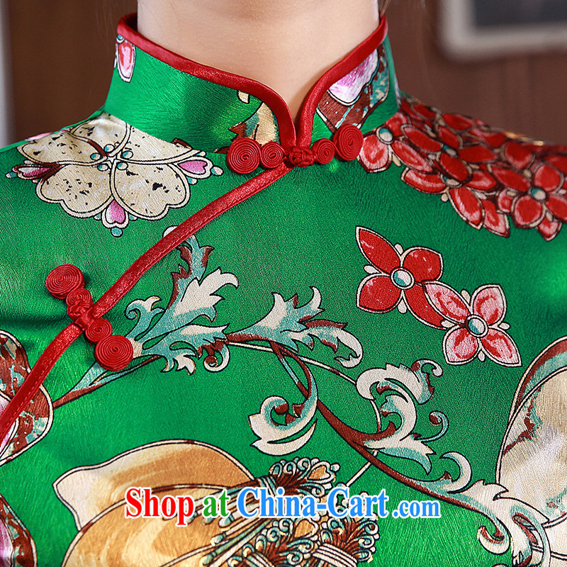 Dresses summer 2015 improved stylish short-sleeve short daily sauna Silk Cheongsam dress Q 1056 green XXL, Jessica (jessica han), online shopping