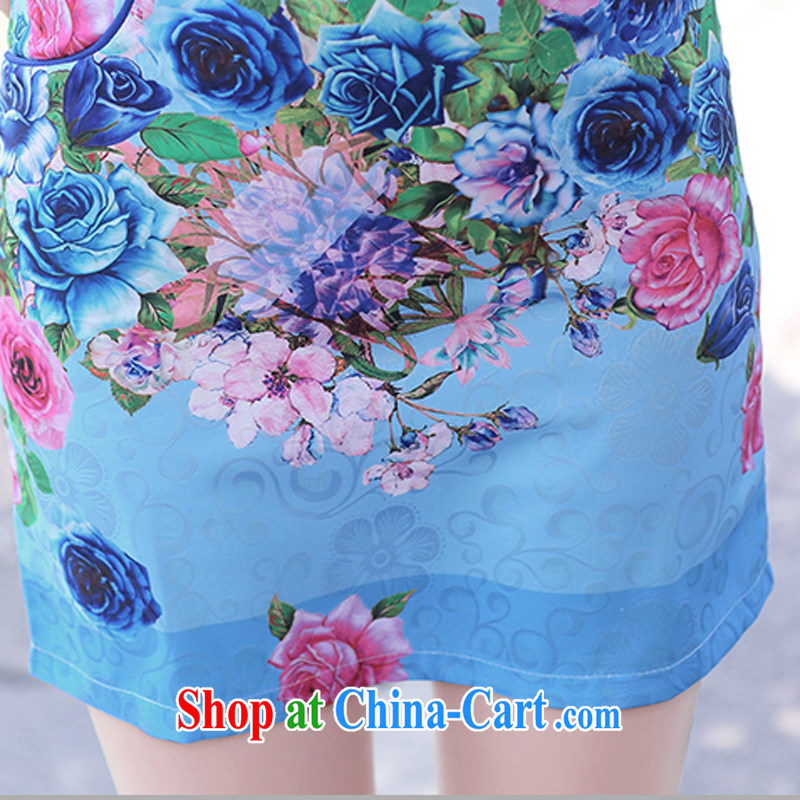 Air Shu Diane 2015 summer new to spend cultivating dresses stamp short-sleeved package and further skirt cheongsam dress female toner the roses M, aviation Shu Diane, shopping on the Internet