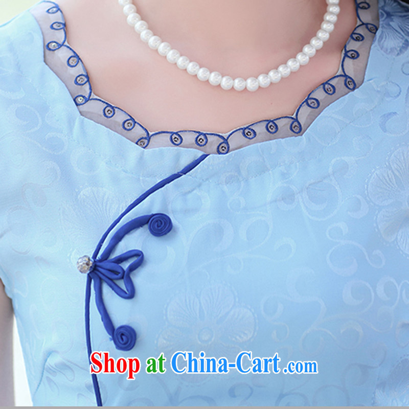 Air Shu Diane 2015 summer new to spend cultivating dresses stamp short-sleeved package and further skirt cheongsam dress female toner the roses M, aviation Shu Diane, shopping on the Internet