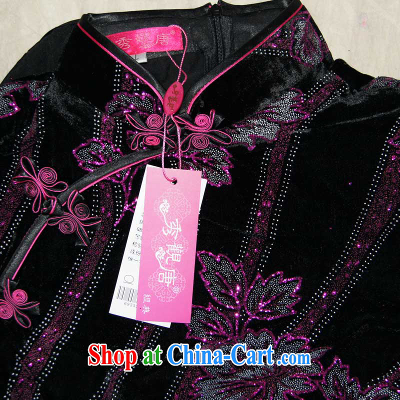 Cyd Ho Kwun Tong Jin Yu Man Tang graceful velvet cheongsam MOM/long cheongsam dress/evening dress SG 13,999 purple XXL, Sau looked Tang, shopping on the Internet
