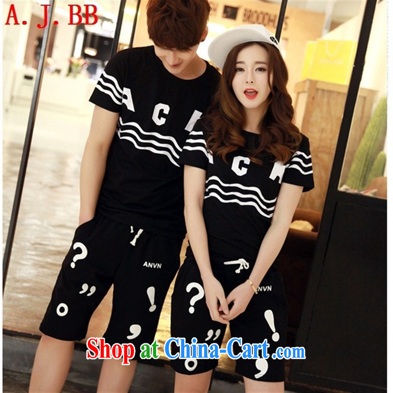 Black butterfly 2015 Korean fashion lovers with stamp duty short-sleeve T-shirt women beach shorts men and women, couples with black summer 6187 XXL, A . J . BB, shopping on the Internet