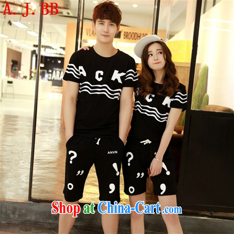 Black butterfly 2015 Korean fashion lovers with stamp duty short-sleeve T-shirt women beach shorts men and women, couples with black summer 6187 XXL, A . J . BB, shopping on the Internet