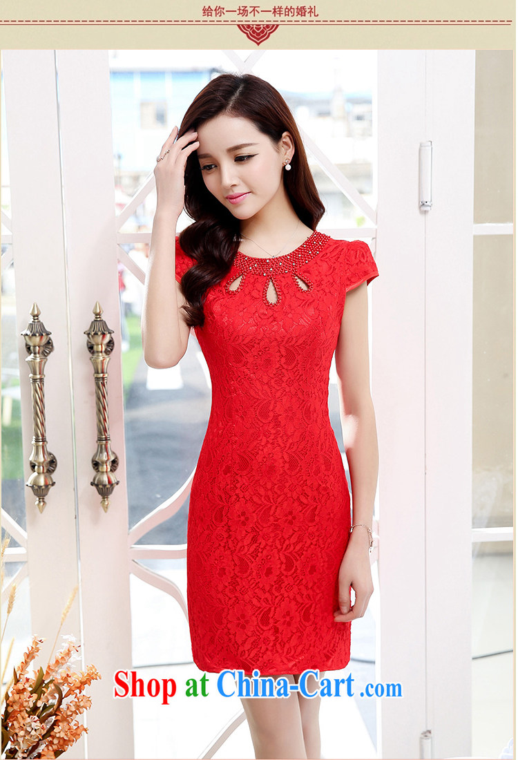 Shui-bamboo 2015 spring and summer and autumn new retro full lace round-collar inserts drill beauty package and qipao gown skirts chest Openwork graphics thin further dresses bridal toast red XXL pictures, price, brand platters! Elections are good character, the national distribution, so why buy now enjoy more preferential! Health