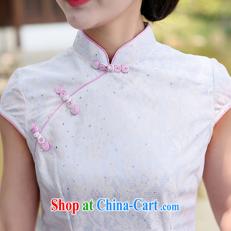 Jin Bai Lai-stamp cheongsam dress beauty graphics thin daily retro dresses and stylish high-end dress 2015 summer short-sleeved Chinese qipao 4 XL idealistically Bai Lai (C . Z . BAILEE), online shopping