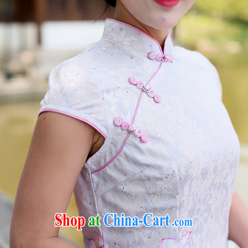 Jin Bai Lai-stamp cheongsam dress beauty graphics thin daily retro dresses and stylish high-end dress 2015 summer short-sleeved Chinese qipao 4 XL idealistically Bai Lai (C . Z . BAILEE), online shopping