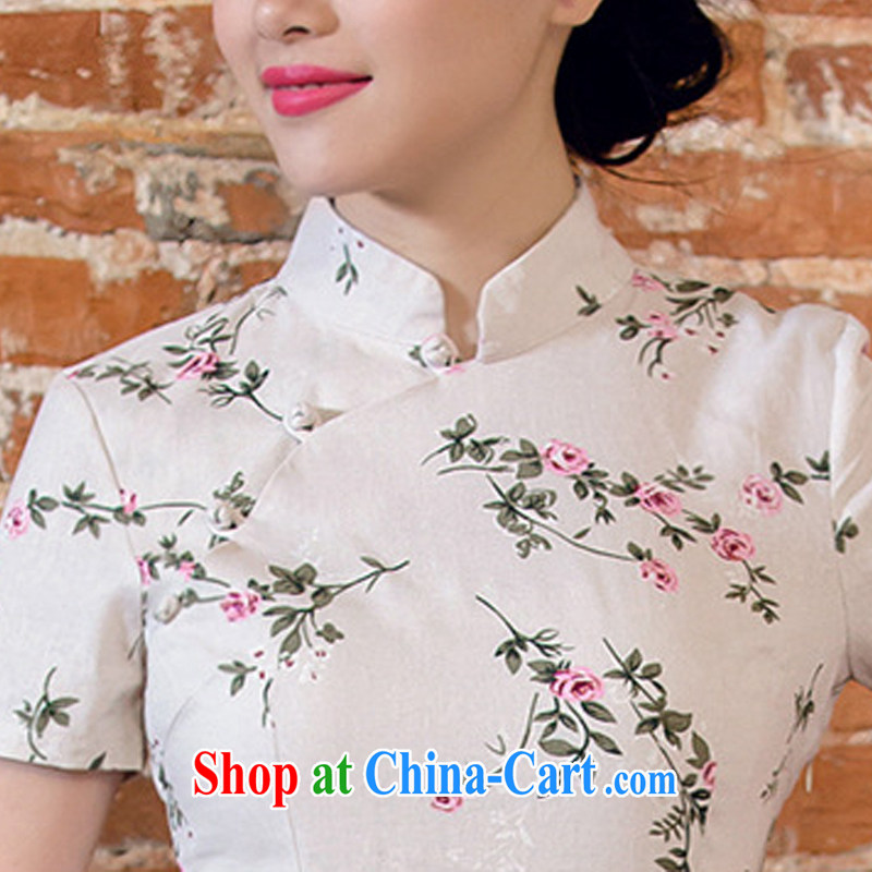 Shallow end female literary linen dresses hand-tie stylish short-sleeved long, low-power's cheongsam JT 2063 forgetting D. XXL, light (at the end) QM, shopping on the Internet
