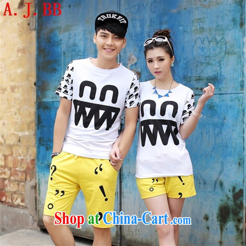 Black butterfly 2015 new, couples with a short-sleeved shirt T female Korean personalized stamp duty Holiday Beach with couples with summer uniforms on female black T shirt + black trousers 6188 XXL, A . J . BB, shopping on the Internet