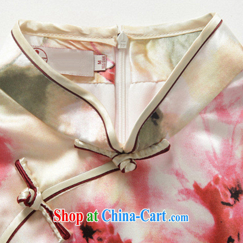 Very high end improved silk retro sauna beauty silk graphics thin cheongsam dress JT 5080 red XXL, light (at the end) QM, shopping on the Internet