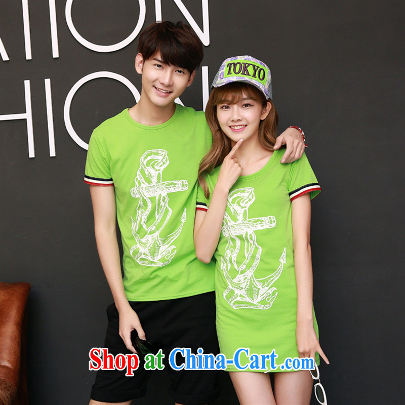 2015 new Korean summer girls decorated in round-collar short-sleeve shirt T couples women dress collection cyan S women's clothing, and the days to assemble (meitianyihuan), online shopping