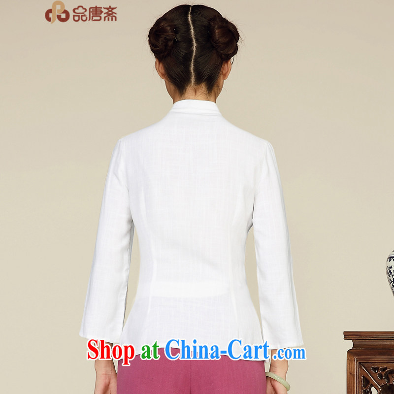 For Tang Id al-Fitr Chinese improved Chinese blouses cotton Ma ethnic wind Long-Sleeve Han-retro dresses T-shirt pre-sale April 30 white XL, Tang ID al-Fitr, shopping on the Internet