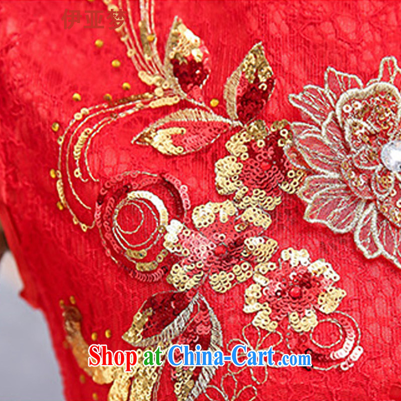 The dream in the summer Women's clothes retro classic Lace Embroidery Chinese qipao Short package and further skirt dresses female Red XXL, the dream, and shopping on the Internet