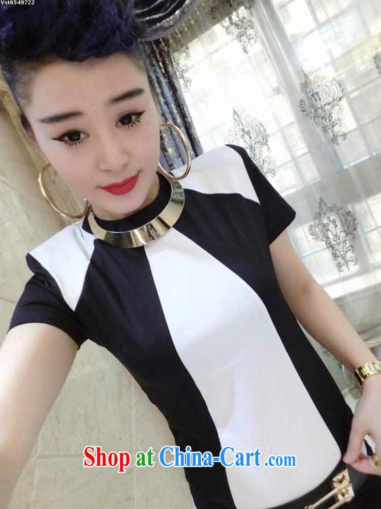 Ya-ting store 2015 new spring stylish casual simplicity and atmospheric black-and-white Plane Collision Color Design 100 ground T-shirt black L pictures, price, brand platters! Elections are good character, the national distribution, so why buy now enjoy more preferential! Health