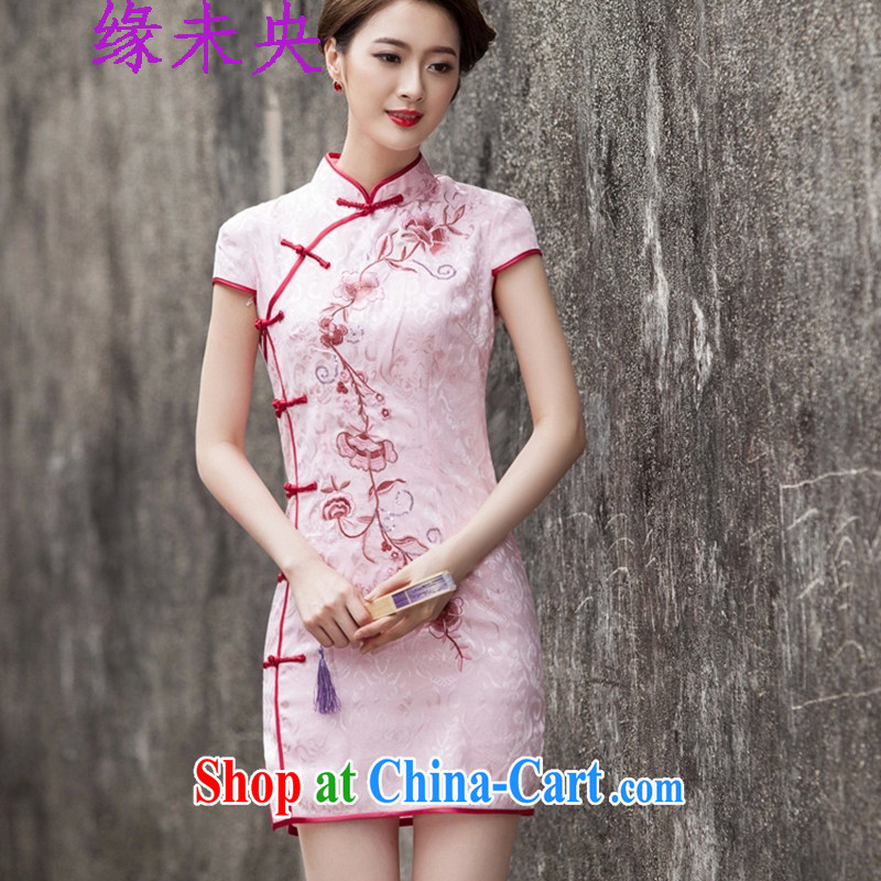 The central bank is not summer 2015 new retro improved stylish short, cultivating daily cheongsam dress C C 518 1124 pink L