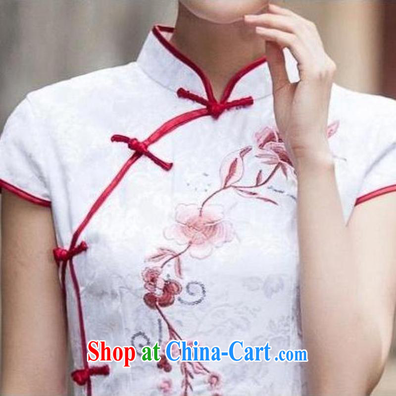 The central bank is not summer 2015 new, improved retro style short, cultivating daily cheongsam dress C C 518 1124 pink L, edge is not central, shopping on the Internet