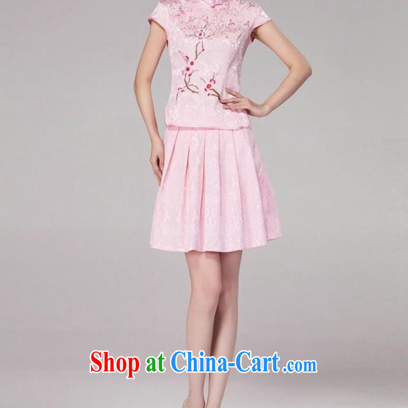 The central bank is not summer 2015 new girls daily dresses dresses high-end retro style two-part kit C C 518 1125 pink XL, edge is not central bank, shopping on the Internet
