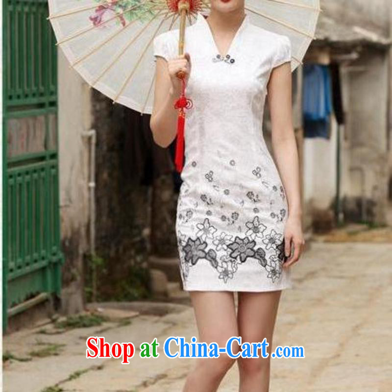 The unfinished summer 2015 new women's clothing Stylish retro short cheongsam dress C C 518 1120 pink XL, edge is not central, shopping on the Internet