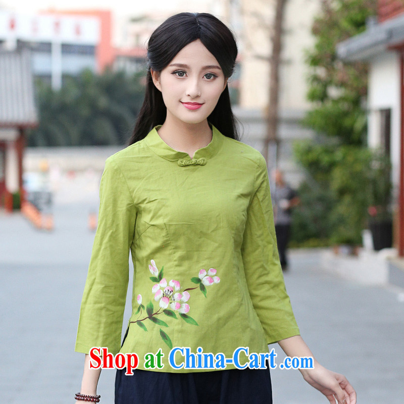 China classic 2014 original innovation, Retro fresh cotton, the T-shirt stylish and improved Chinese T-shirt, female Green XXL, China Classic (HUAZUJINGDIAN), online shopping