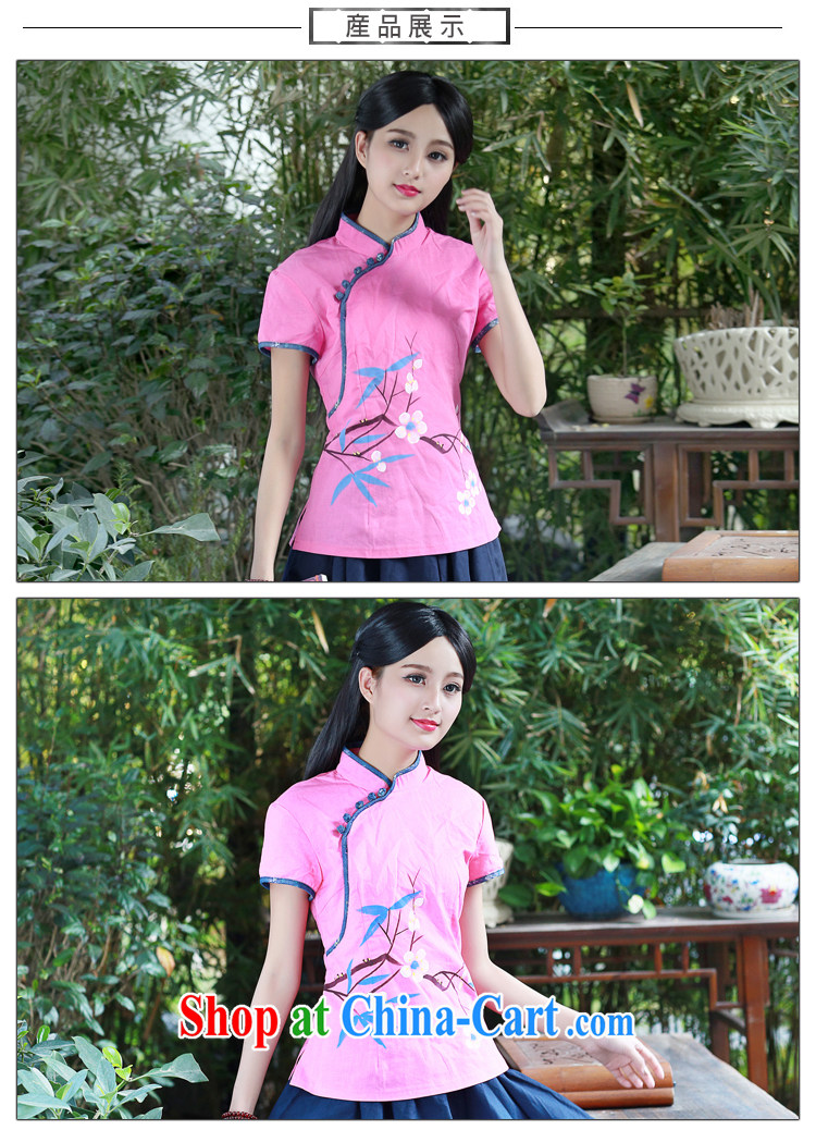 China classic original ethnic wind retro improved hand-painted Chinese T-shirt summer day cultivating cultural Han-pink S pictures, price, brand platters! Elections are good character, the national distribution, so why buy now enjoy more preferential! Health