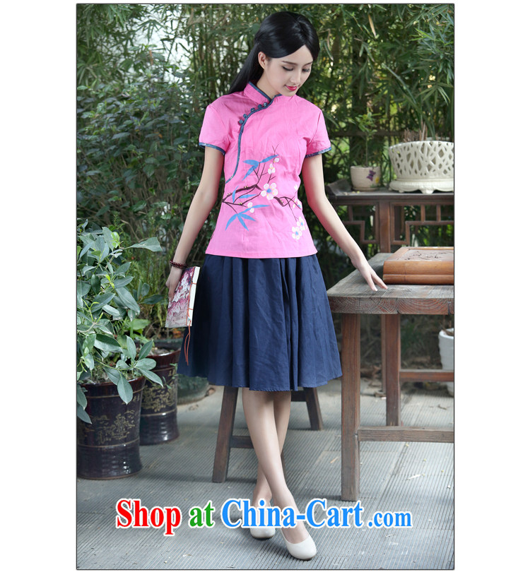 China classic original ethnic wind retro improved hand-painted Chinese T-shirt summer day cultivating cultural Han-pink S pictures, price, brand platters! Elections are good character, the national distribution, so why buy now enjoy more preferential! Health