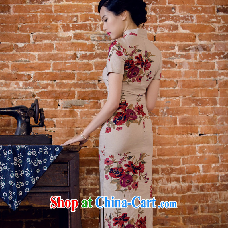 light at the female literary linen dresses hand-tie stylish short-sleeved long, low-power's cheongsam JT 2063 full circle XXL, shallow end (QM), shopping on the Internet