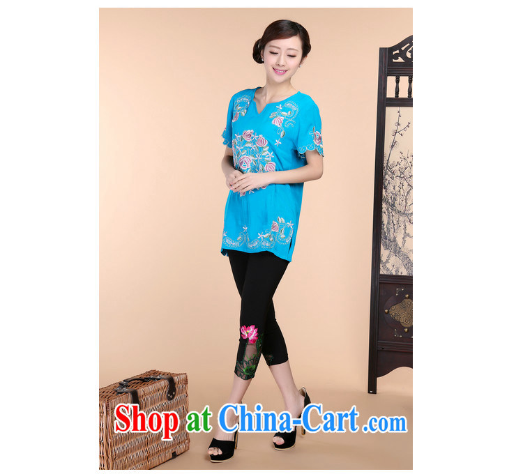 2015 summer new loose the Code, older women cotton embroidered Chinese short-sleeved T-shirt pants two-piece to sell green package XL pictures, price, brand platters! Elections are good character, the national distribution, so why buy now enjoy more preferential! Health