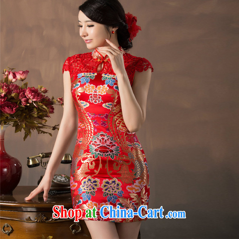 2015 spring and summer, the traditional wedding dress evening night red improved cheongsam short Evening Dress beauty serving toast sexy style female Red XXL, joshon&Joe, shopping on the Internet