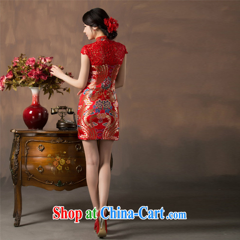 2015 spring and summer, the traditional wedding dress evening night red improved cheongsam short Evening Dress beauty serving toast sexy style female Red XXL, joshon&Joe, shopping on the Internet