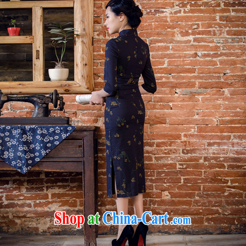 light at the female literary linen dresses hand-tie stylish short-sleeved long, low-power's cheongsam JT 2061 Samui Tsing XXL, light (at the end QM), online shopping